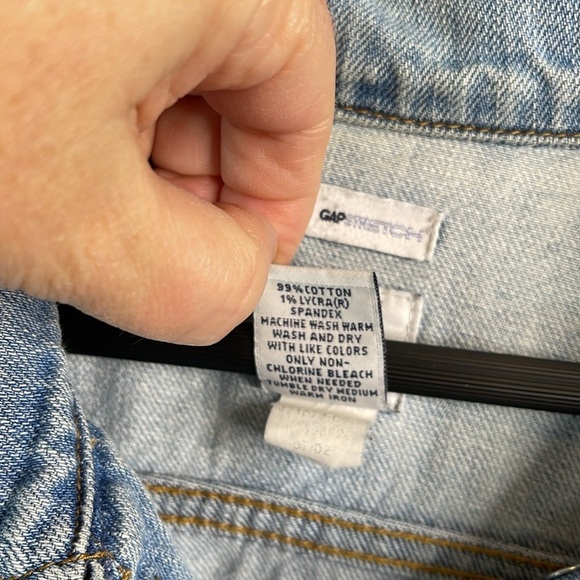 GAP Stretch Retro Jean Jacket Blue Light Wash Denim Flap Chest Pockets Size XL - Picture 10 of 12